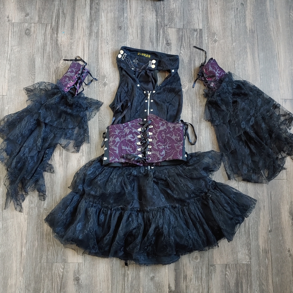 SOLD -S - Visual Kei Gothic Oriental Mini Dress - Lolita - Dark Fairy - Fae